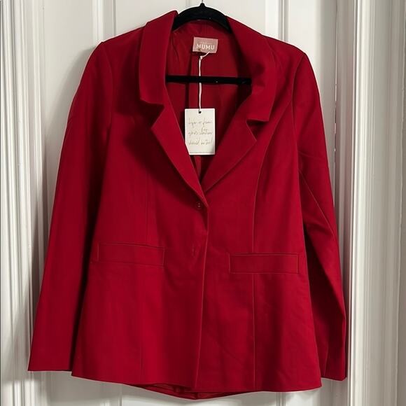 Show Me Your MuMu Red Blazer Structured Suit Jacket Business - Picture 3 of 5